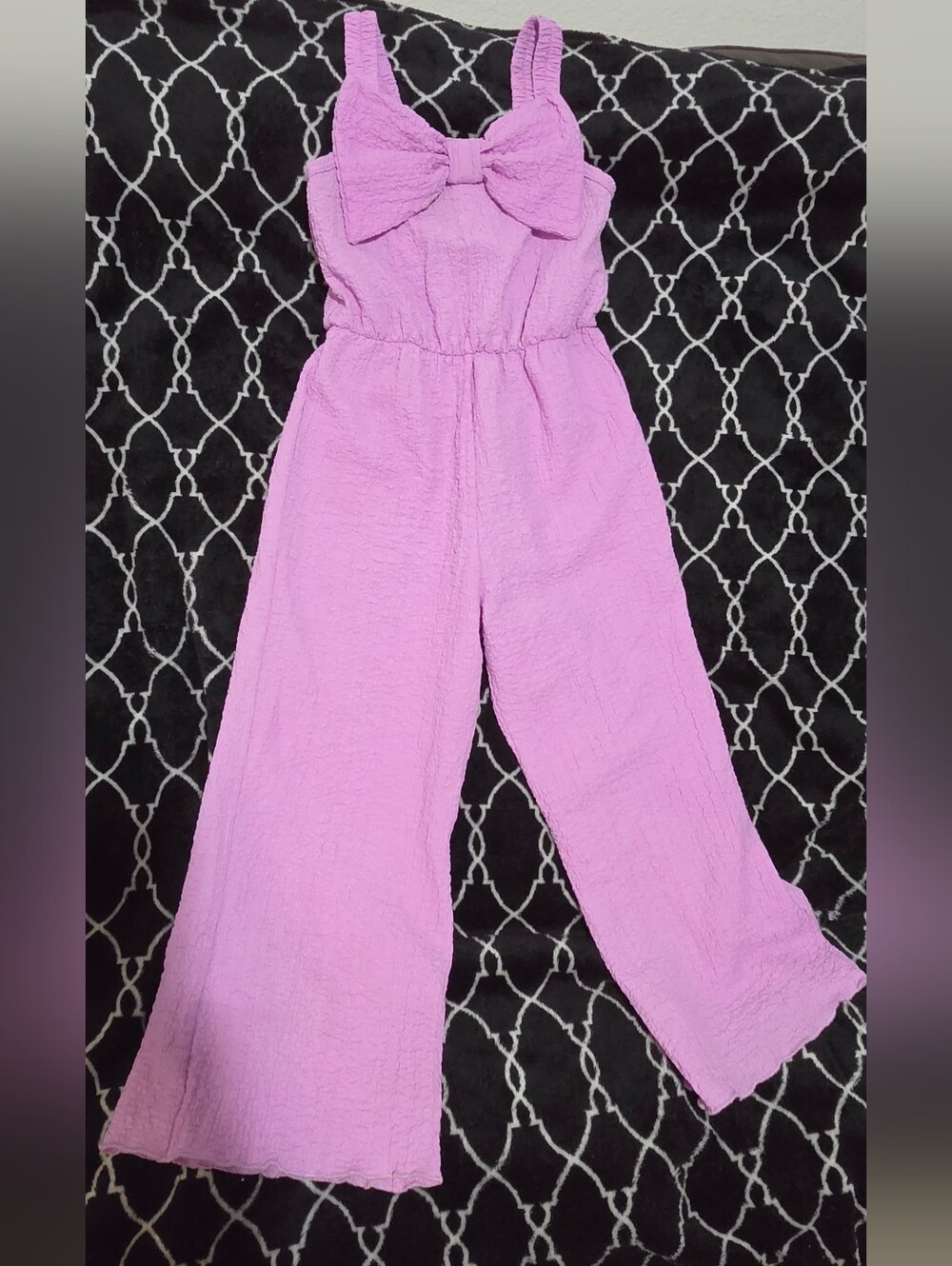 Girls' Lilac Bow-Front One-Piece Jumpsuit Size 7